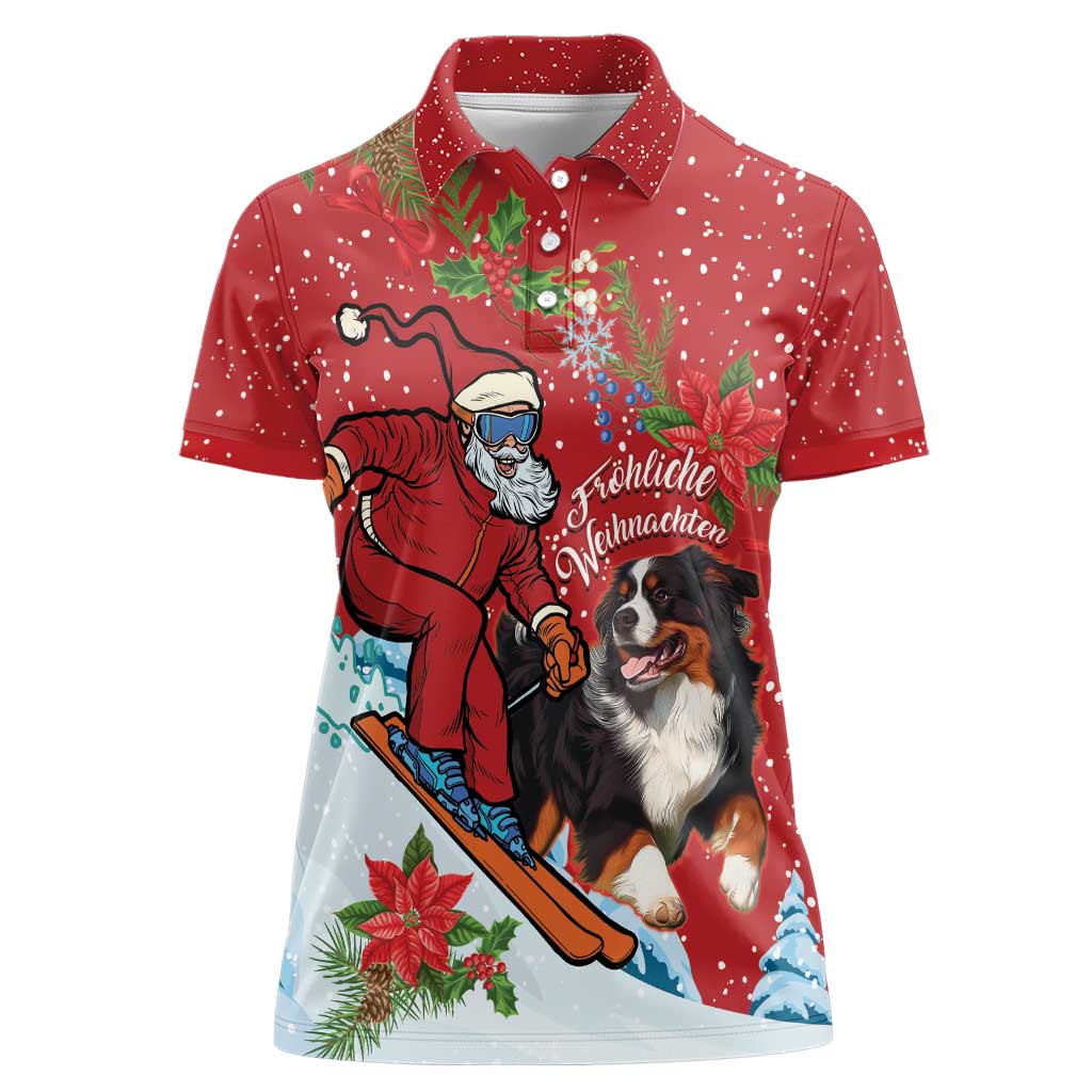 Switzerland Christmas Women Polo Shirt Greater Swiss Mountain Dog Santa - Merry Xmas