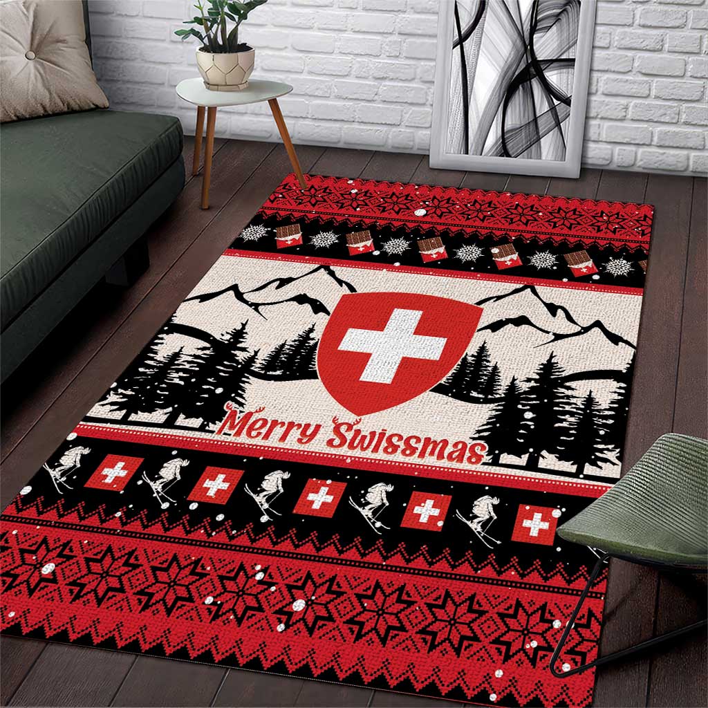 Switzerland Christmas Area Rug Merry Swissmas - Coat Of Arms Style - Wonder Print Shop