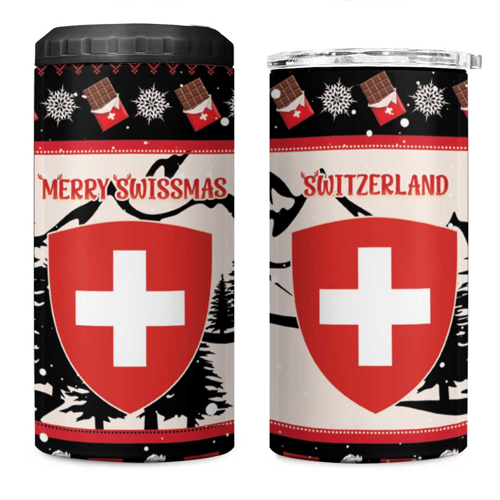 Switzerland Christmas 4 in 1 Can Cooler Tumbler Merry Swissmas - Coat Of Arms Style - Wonder Print Shop