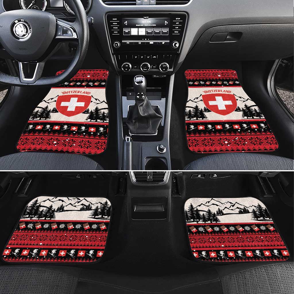 Switzerland Christmas Car Mats Merry Swissmas - Coat Of Arms Style - Wonder Print Shop