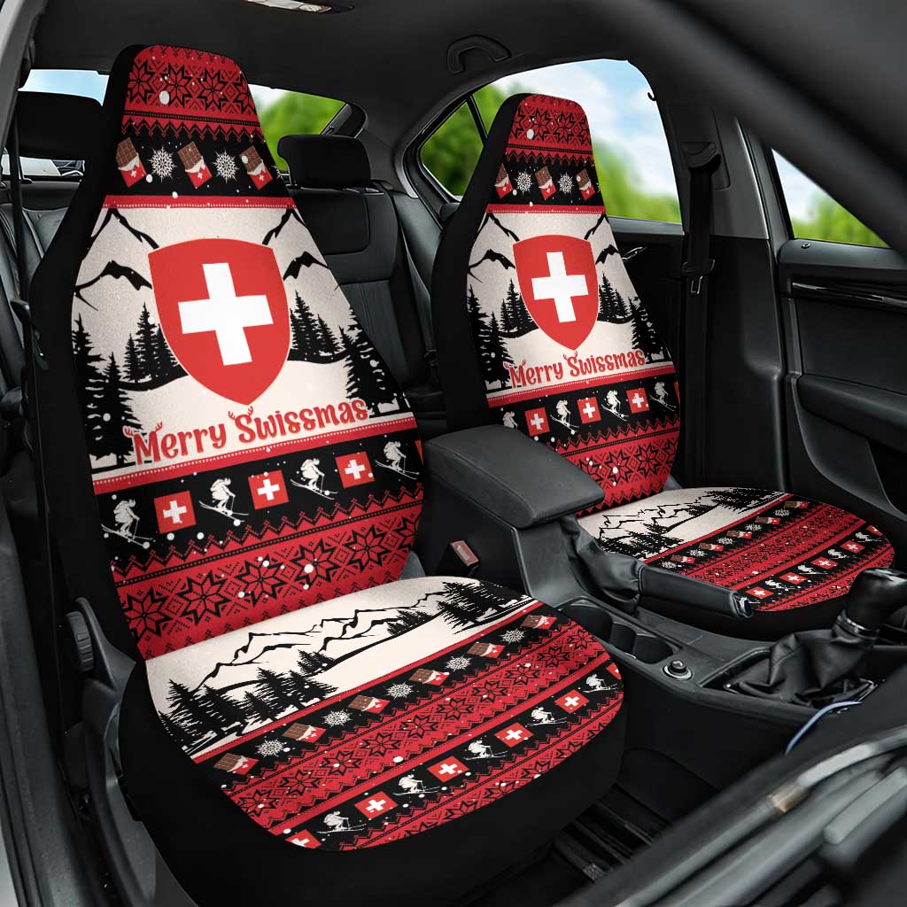 Switzerland Christmas Car Seat Cover Merry Swissmas - Coat Of Arms Style - Wonder Print Shop