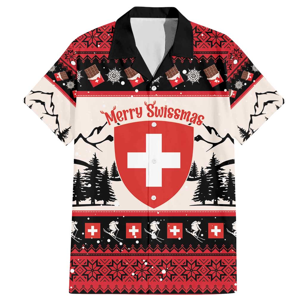 Switzerland Christmas Hawaiian Shirt Merry Swissmas - Coat Of Arms Style - Wonder Print Shop