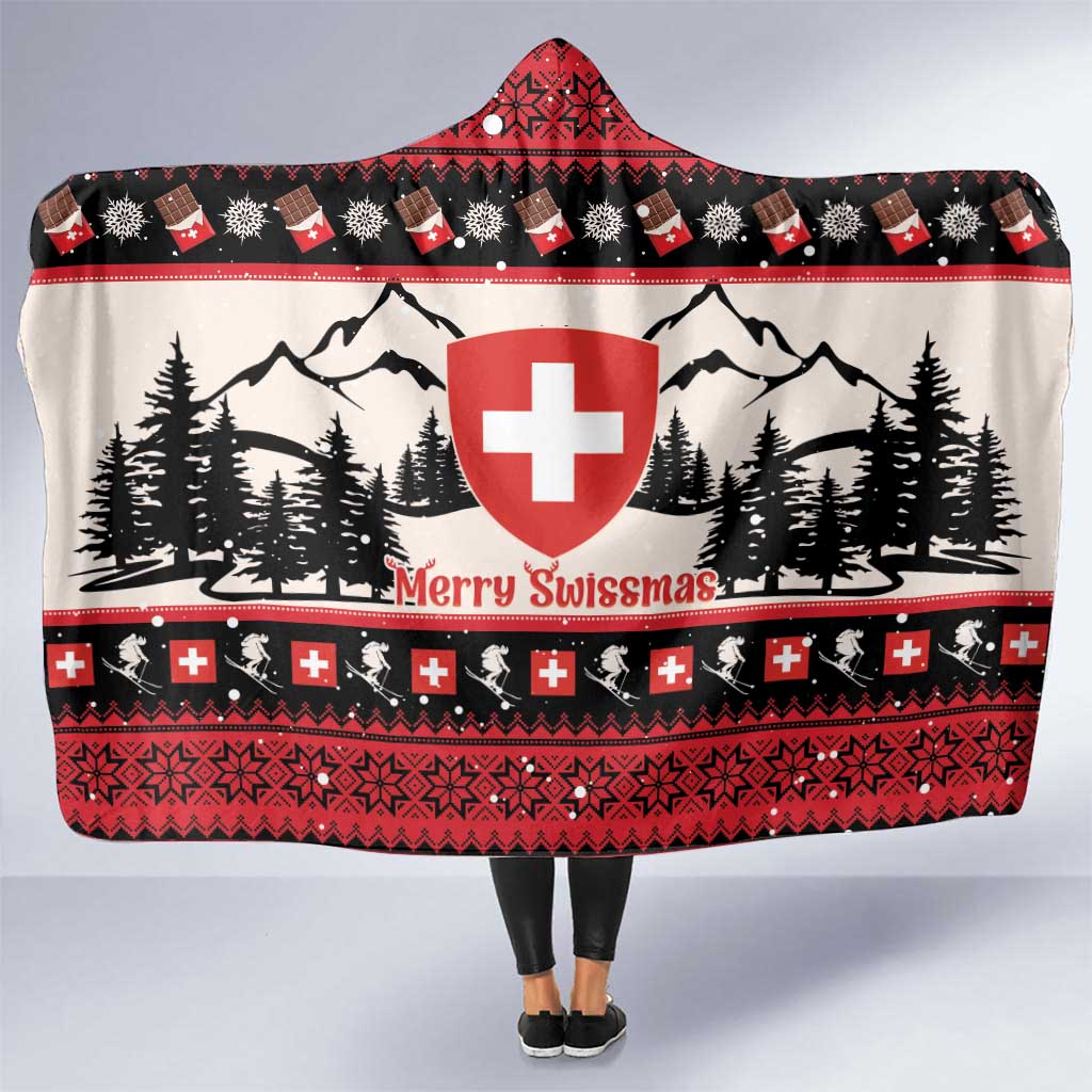 Switzerland Christmas Hooded Blanket Merry Swissmas - Coat Of Arms Style