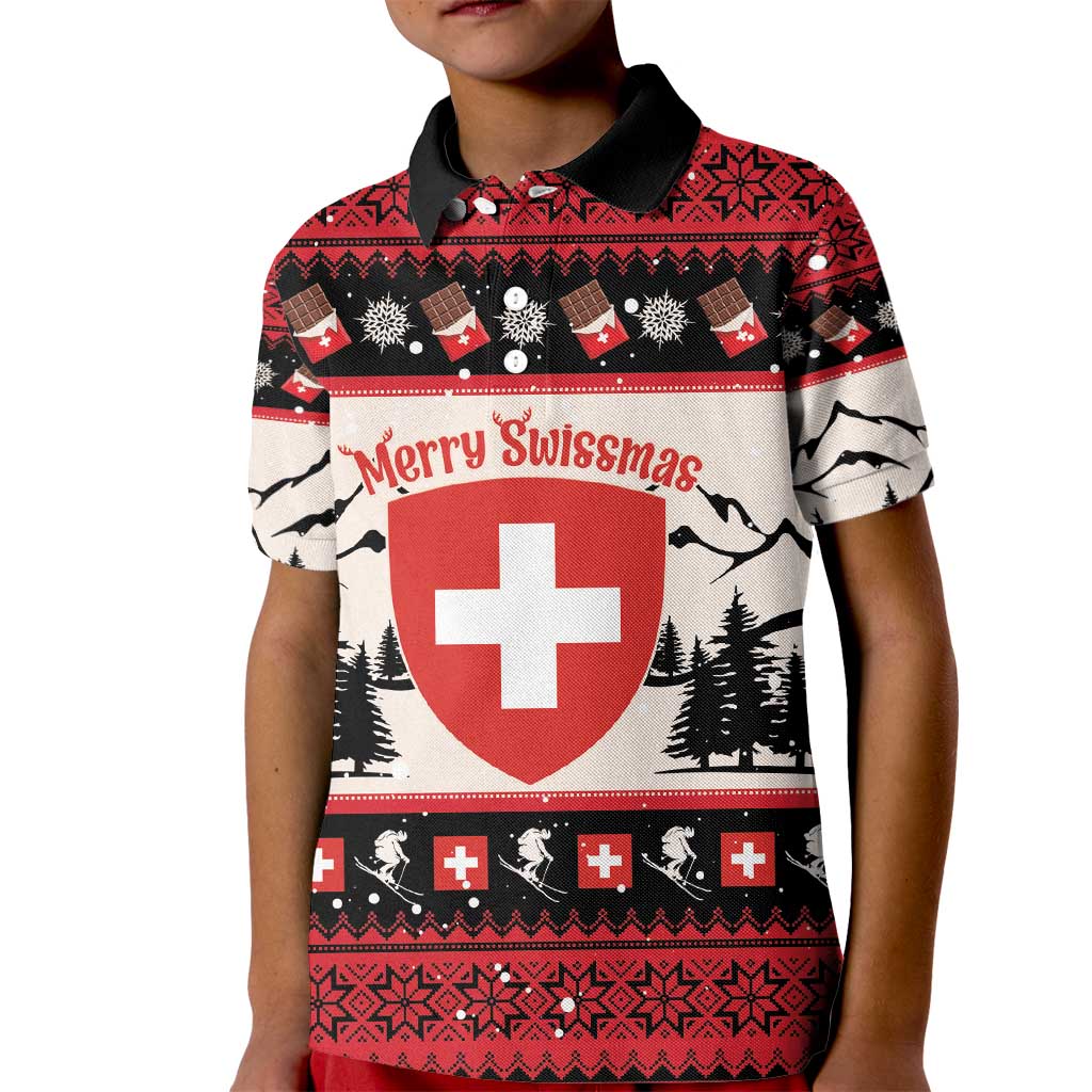 Switzerland Christmas Kid Polo Shirt Merry Swissmas - Coat Of Arms Style - Wonder Print Shop