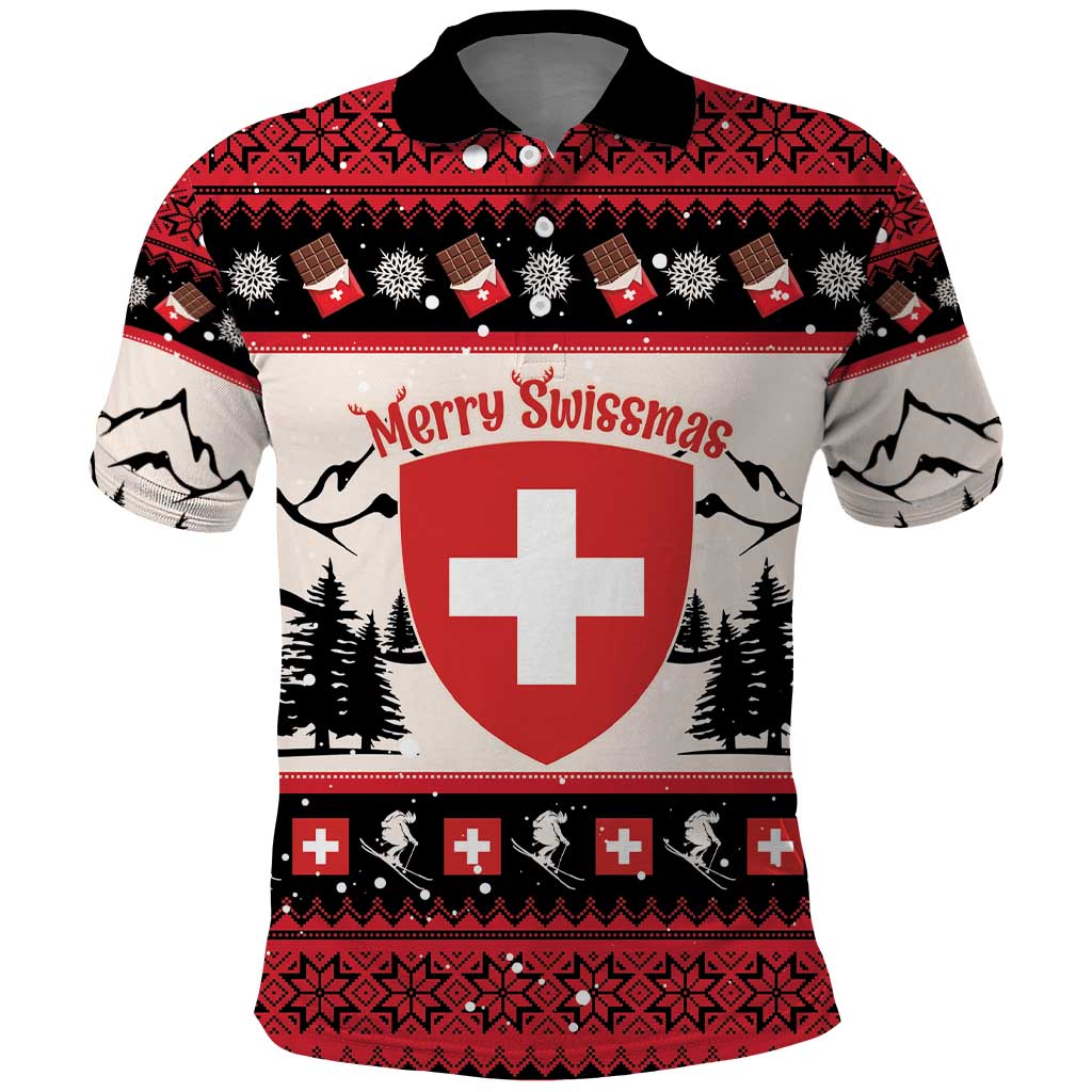 Switzerland Christmas Polo Shirt Merry Swissmas - Coat Of Arms Style - Wonder Print Shop