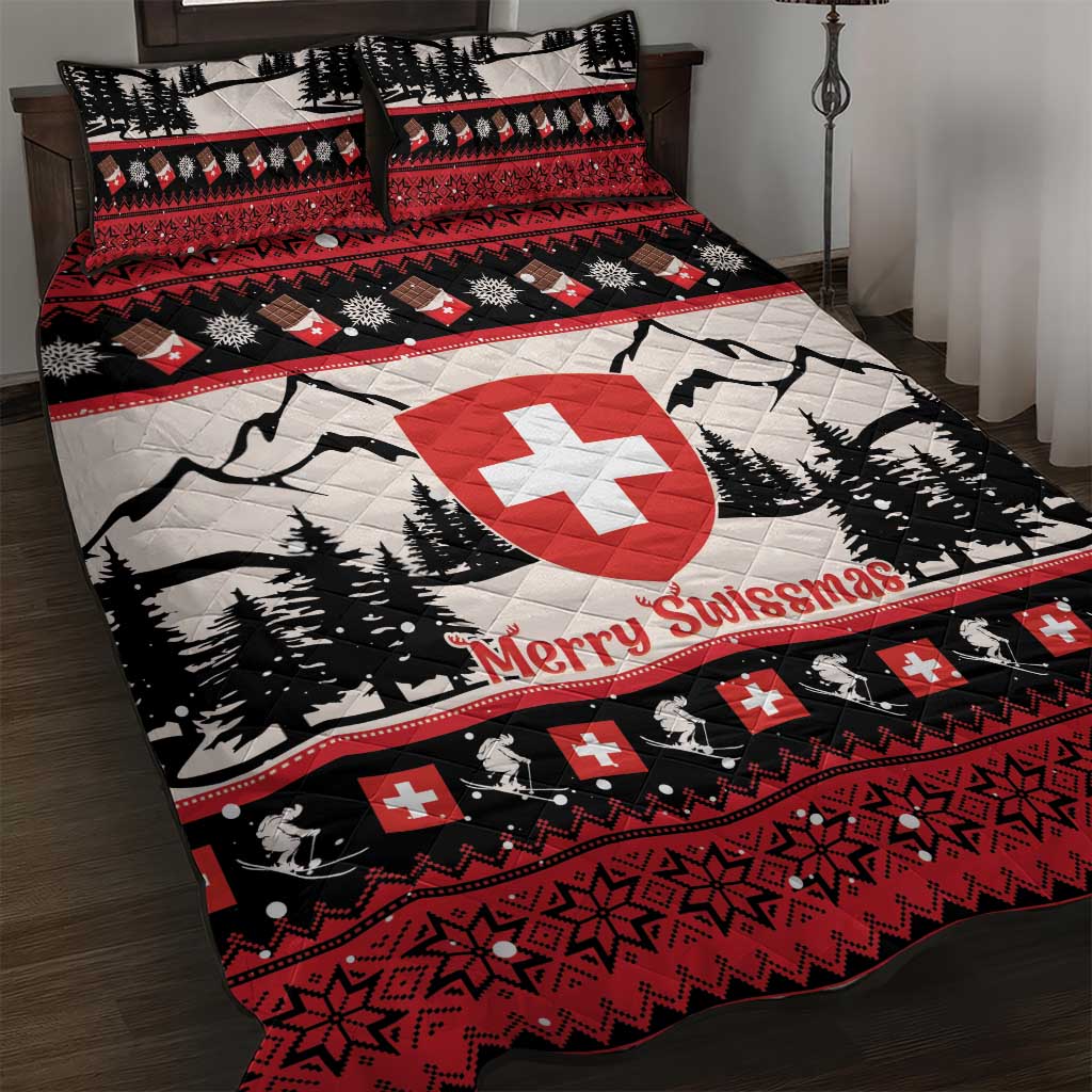 Switzerland Christmas Quilt Bed Set Merry Swissmas - Coat Of Arms Style