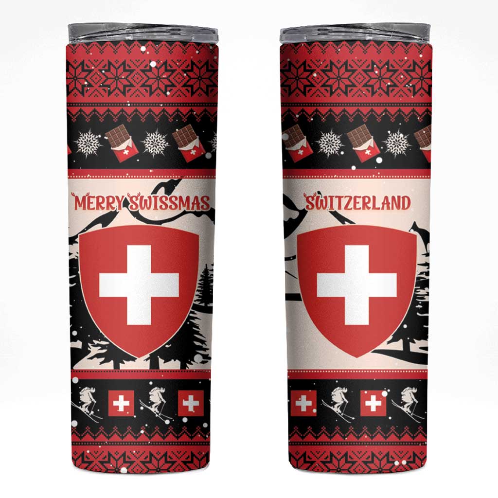 Switzerland Christmas Skinny Tumbler Merry Swissmas - Coat Of Arms Style