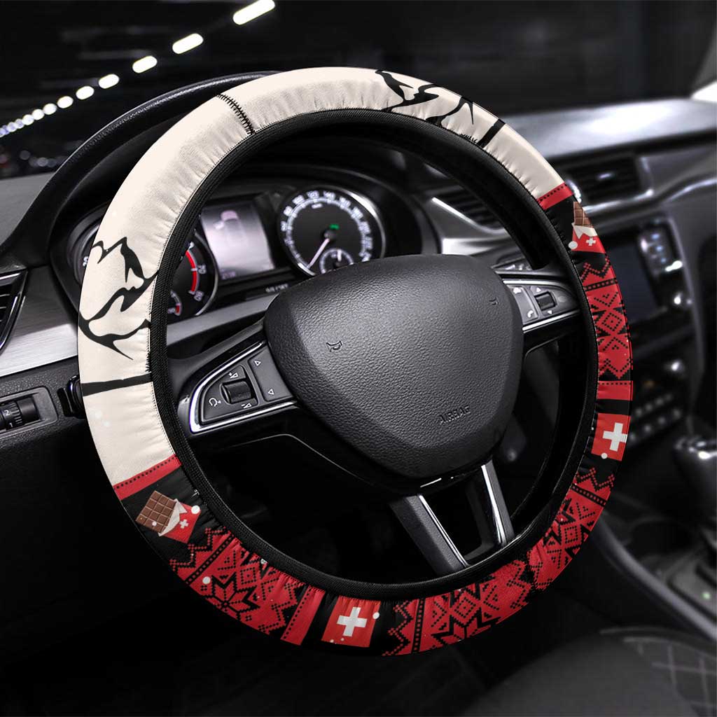 Switzerland Christmas Steering Wheel Cover Merry Swissmas - Coat Of Arms Style