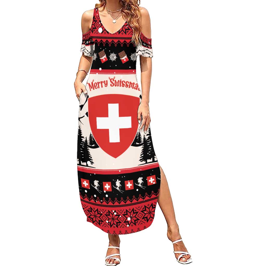 Switzerland Christmas Summer Maxi Dress Merry Swissmas - Coat Of Arms Style