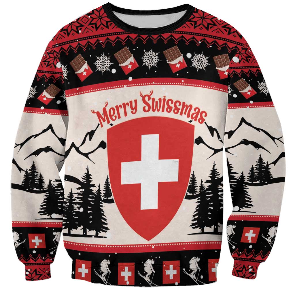 Switzerland Christmas Sweatshirt Merry Swissmas - Coat Of Arms Style