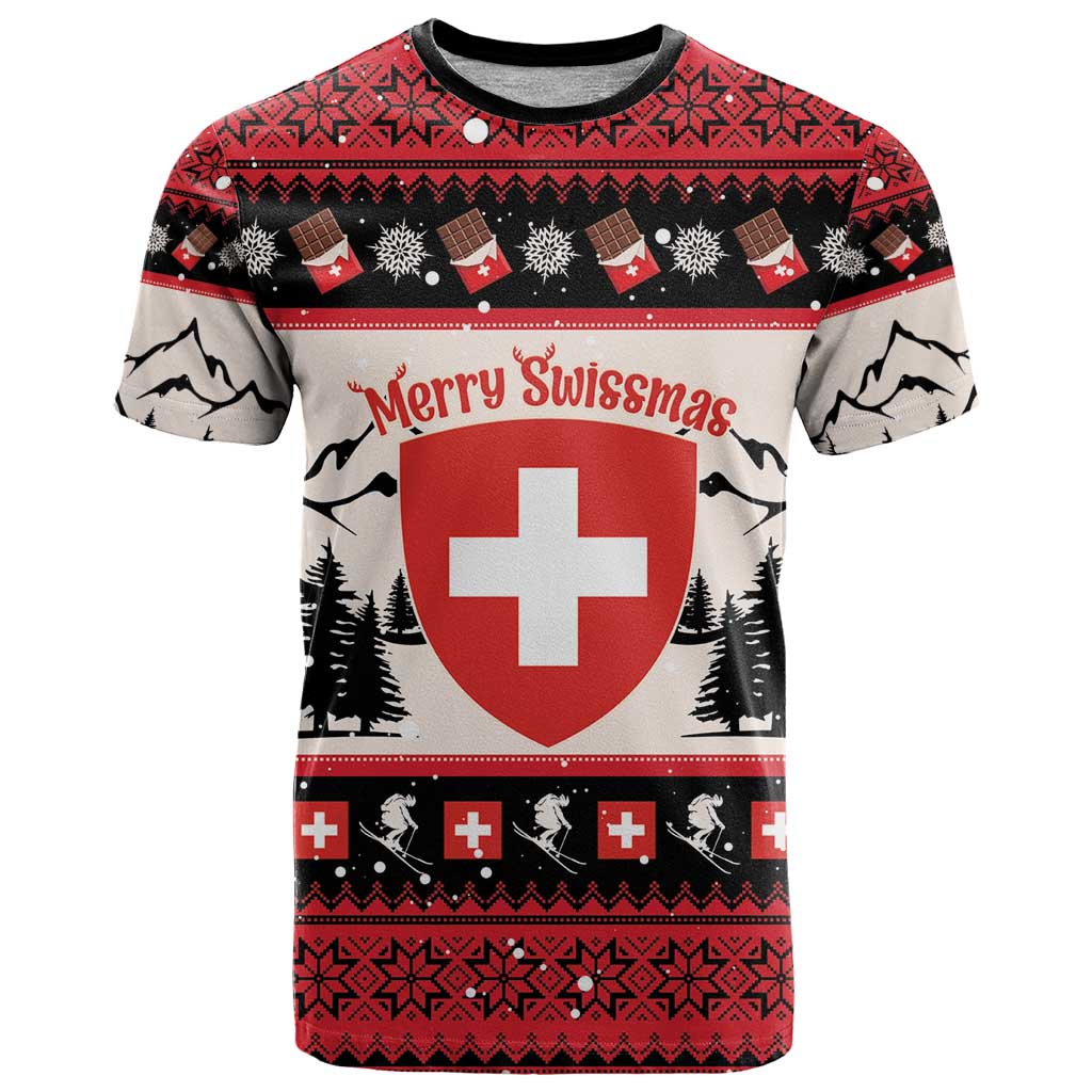 Switzerland Christmas T Shirt Merry Swissmas - Coat Of Arms Style