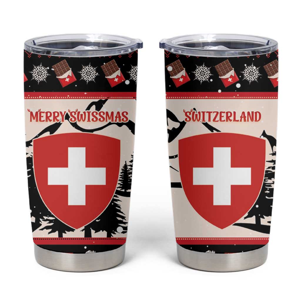 Switzerland Christmas Tumbler Cup Merry Swissmas - Coat Of Arms Style