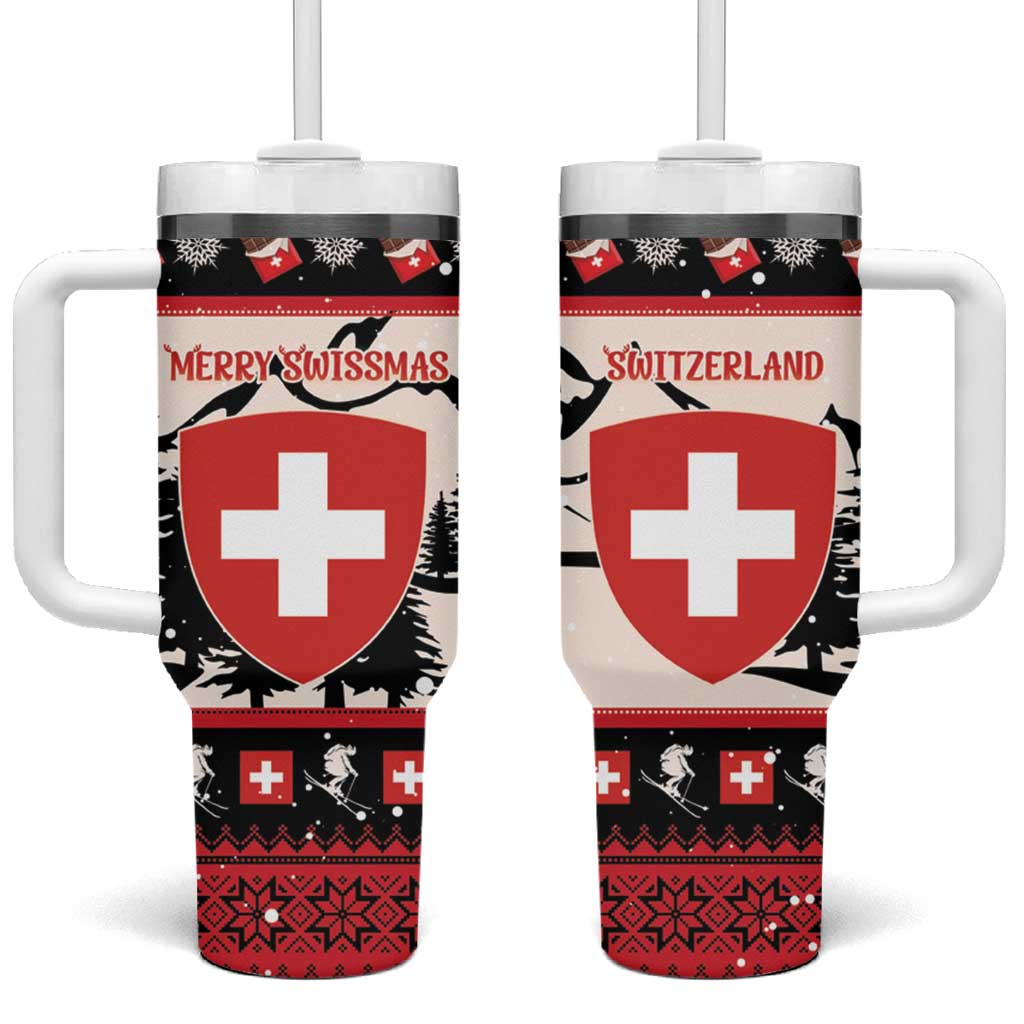 Switzerland Christmas Tumbler With Handle Merry Swissmas - Coat Of Arms Style