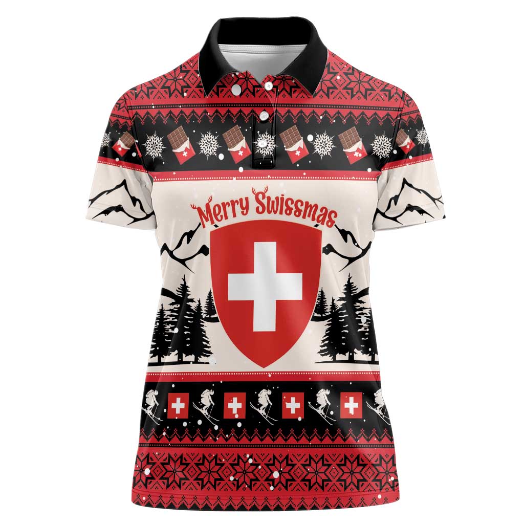 Switzerland Christmas Women Polo Shirt Merry Swissmas - Coat Of Arms Style