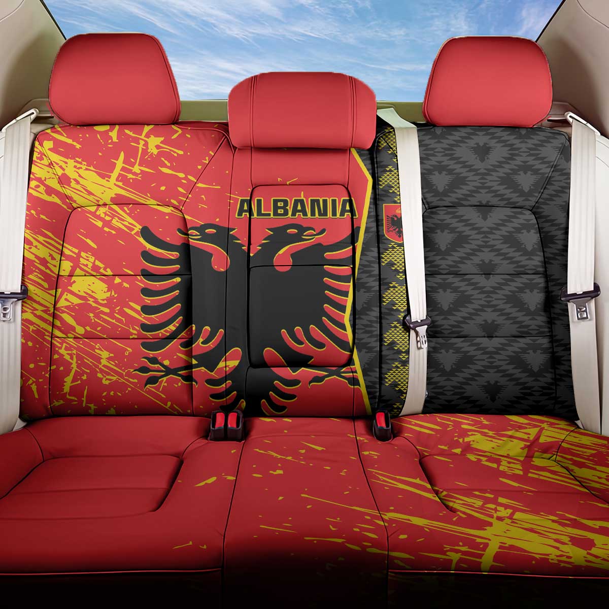 Albania Independence Day Back Car Seat Cover Albanian Proud - Flag Color - Wonder Print Shop