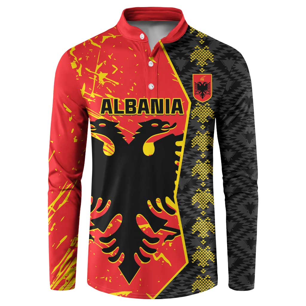 Albania Independence Day Button Sweatshirt Albanian Proud - Flag Color - Wonder Print Shop