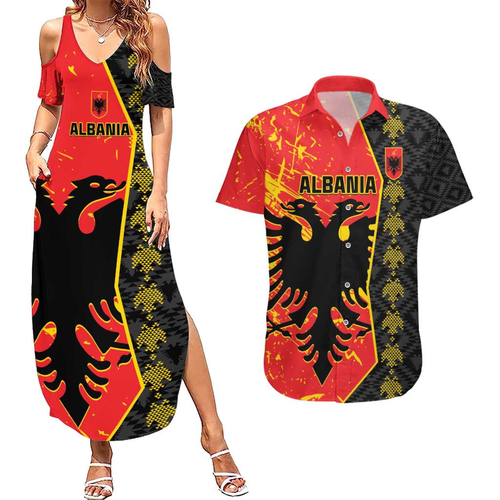 Albania Independence Day Couples Matching Summer Maxi Dress and Hawaiian Shirt Albanian Proud - Flag Color - Wonder Print Shop