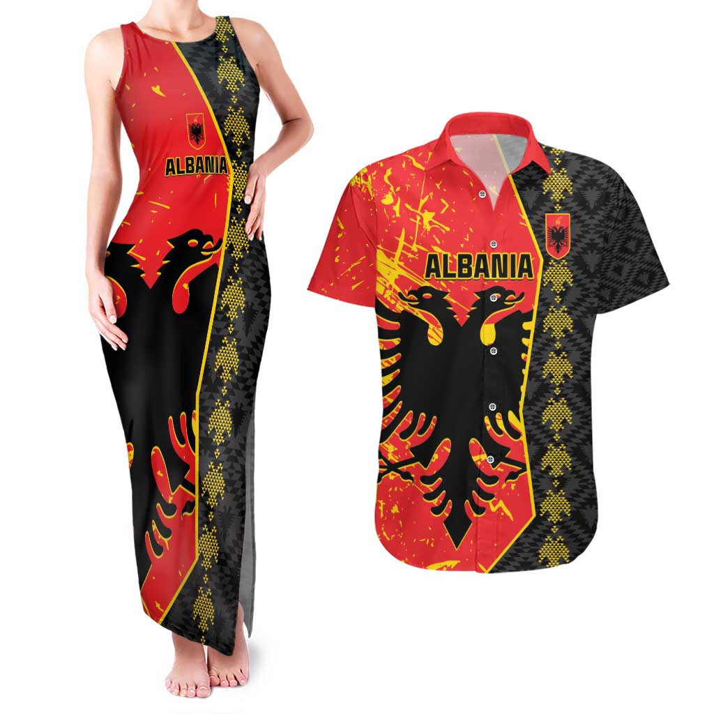 Albania Independence Day Couples Matching Tank Maxi Dress and Hawaiian Shirt Albanian Proud - Flag Color - Wonder Print Shop