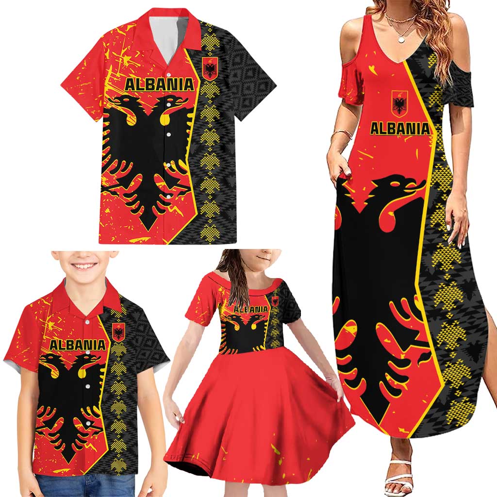 Albania Independence Day Family Matching Summer Maxi Dress and Hawaiian Shirt Albanian Proud - Flag Color - Wonder Print Shop