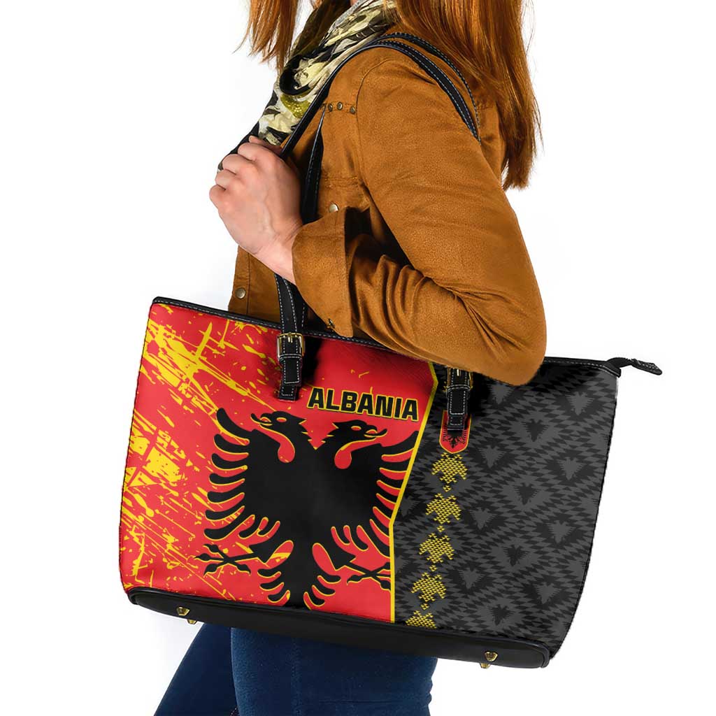 Albania Independence Day Leather Tote Bag Albanian Proud - Flag Color - Wonder Print Shop