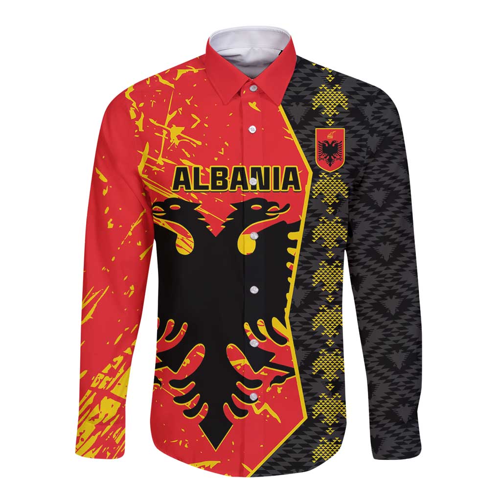 Albania Independence Day Long Sleeve Button Shirt Albanian Proud - Flag Color - Wonder Print Shop