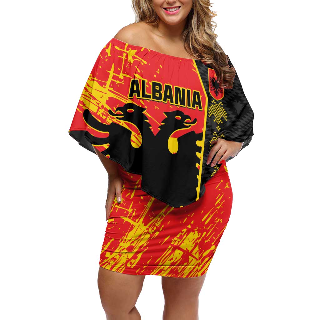 Albania Independence Day Off Shoulder Short Dress Albanian Proud - Flag Color - Wonder Print Shop