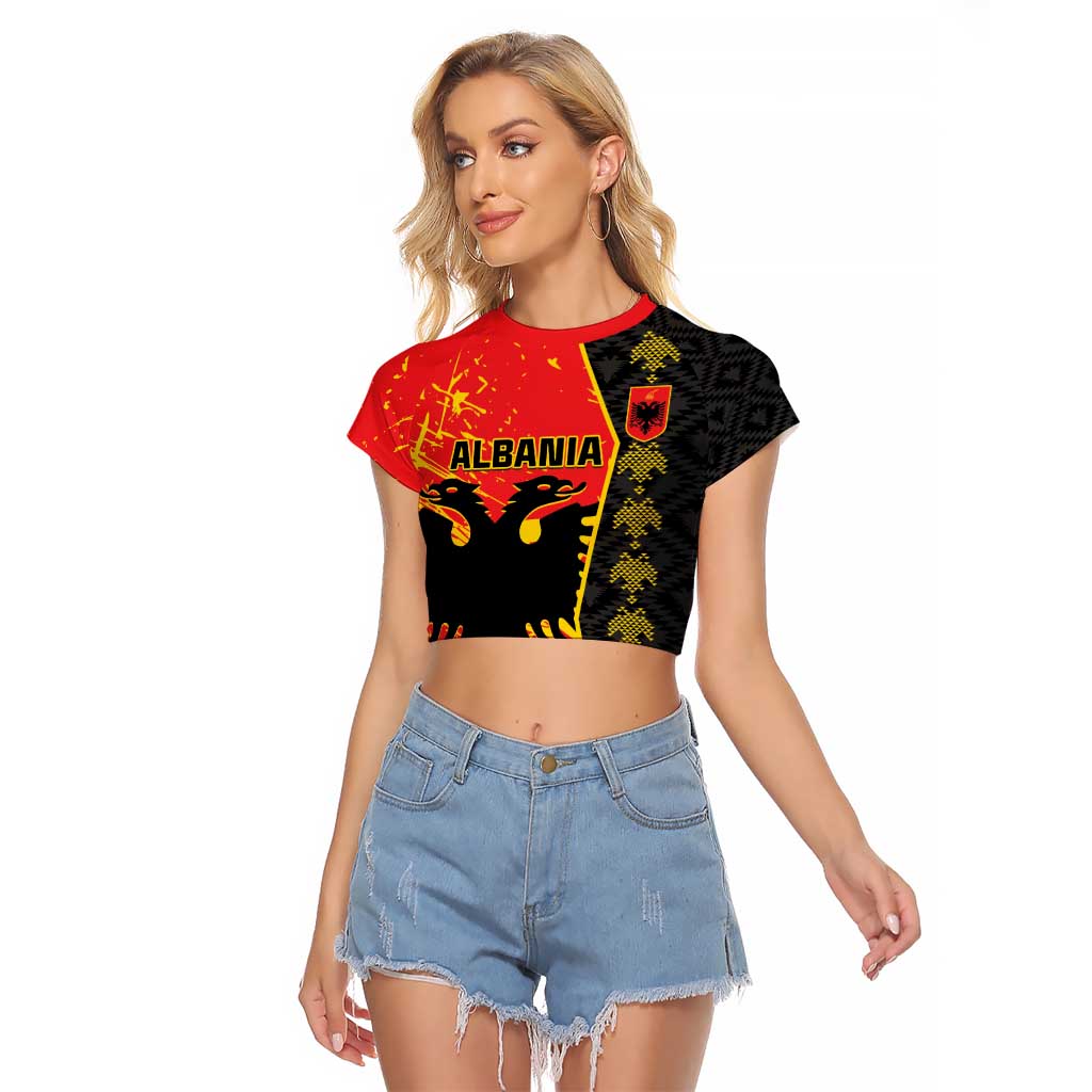 Albania Independence Day Raglan Cropped T Shirt Albanian Proud - Flag Color