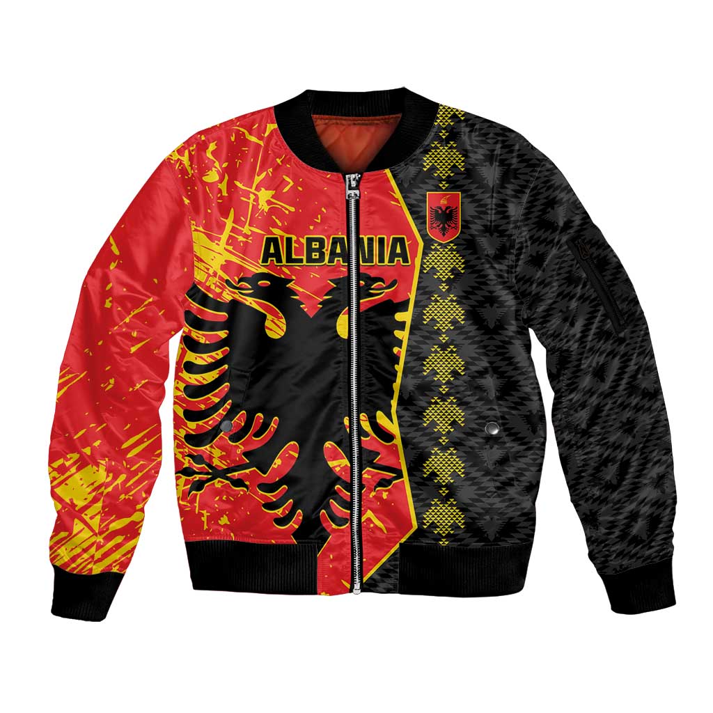 Albania Independence Day Sleeve Zip Bomber Jacket Albanian Proud - Flag Color - Wonder Print Shop