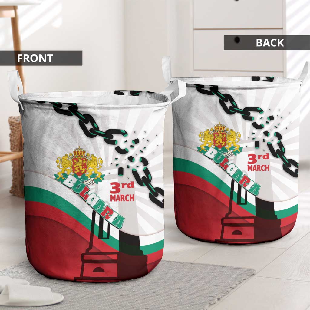 Bulgaria Liberation Day Laundry Basket Happy 3rd March Shipka Monument Curve Flag