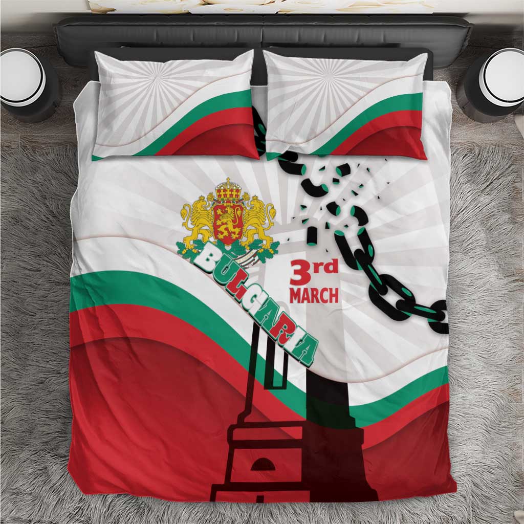 Bulgaria Liberation Day Bedding Set Happy 3rd March Shipka Monument Curve Flag