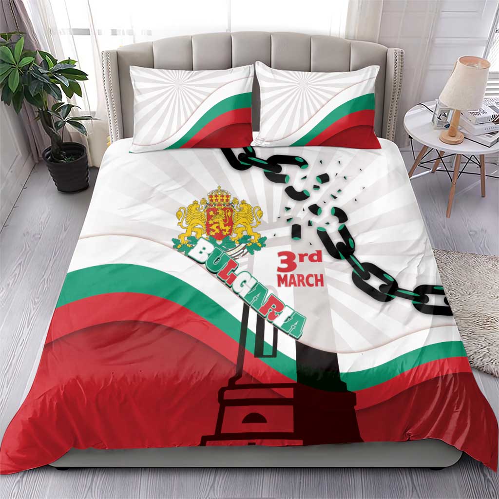 Bulgaria Liberation Day Bedding Set Happy 3rd March Shipka Monument Curve Flag