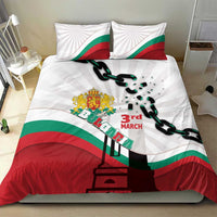 Bulgaria Liberation Day Bedding Set Happy 3rd March Shipka Monument Curve Flag