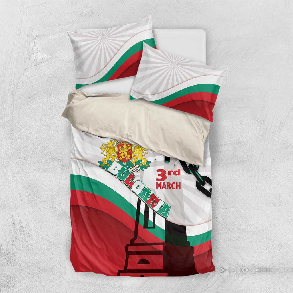 Bulgaria Liberation Day Bedding Set Happy 3rd March Shipka Monument Curve Flag