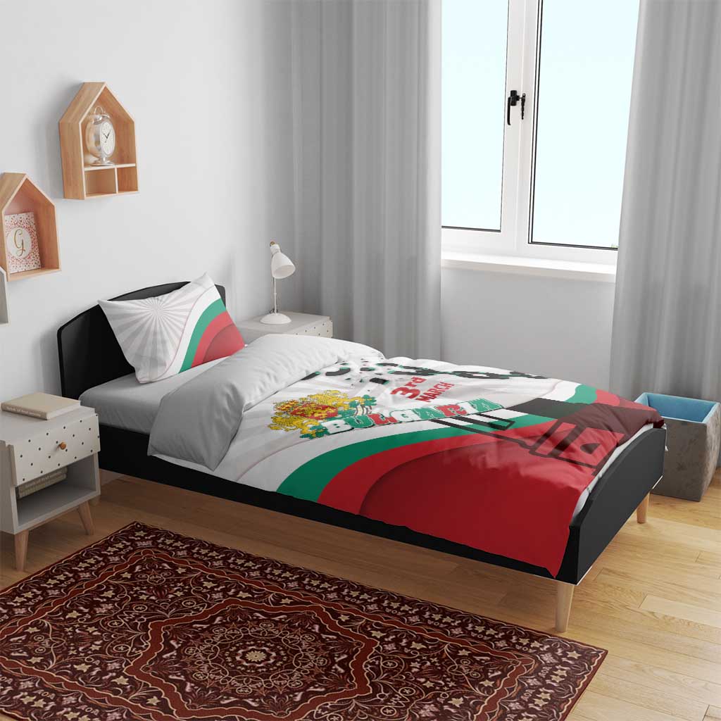 Bulgaria Liberation Day Bedding Set Happy 3rd March Shipka Monument Curve Flag