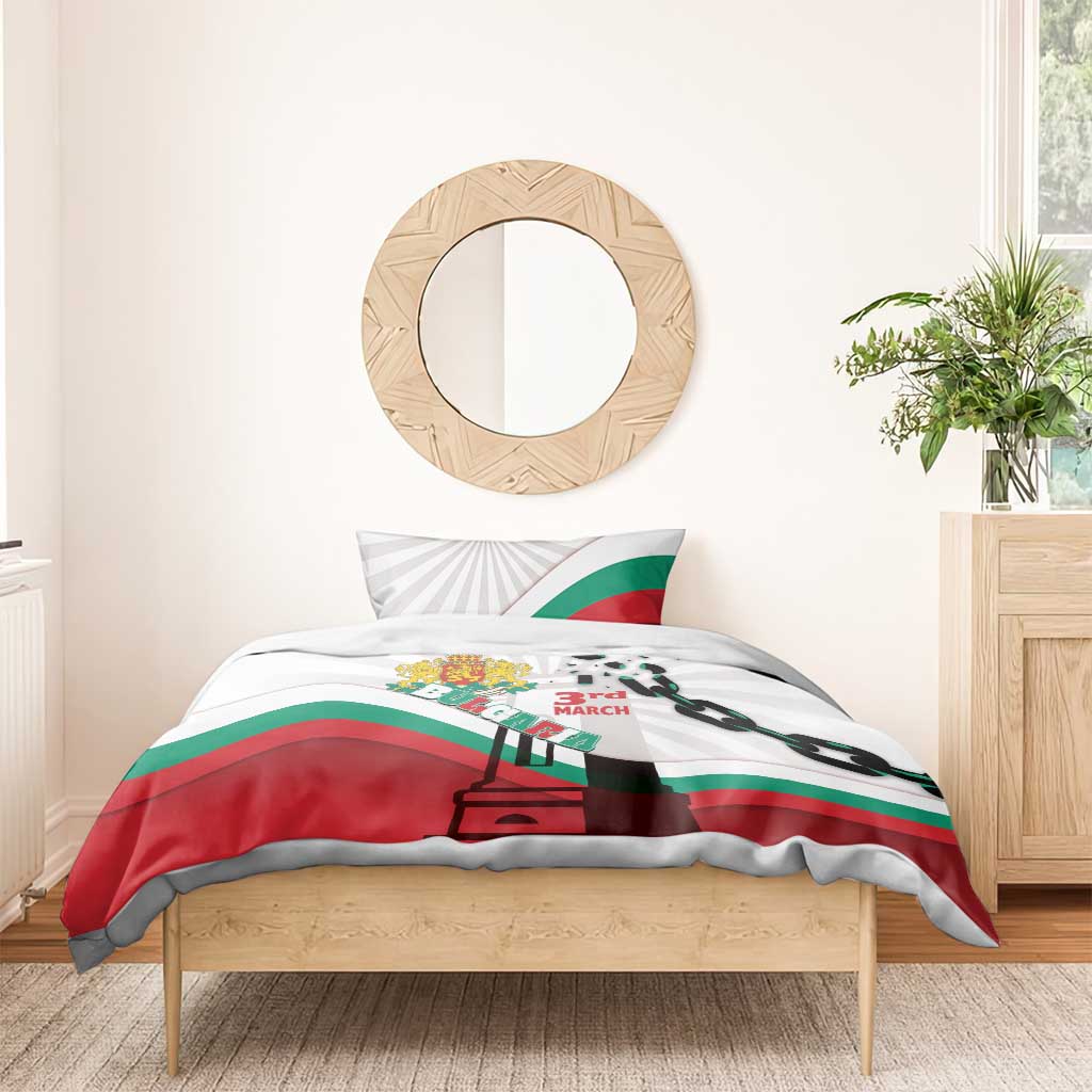 Bulgaria Liberation Day Bedding Set Happy 3rd March Shipka Monument Curve Flag