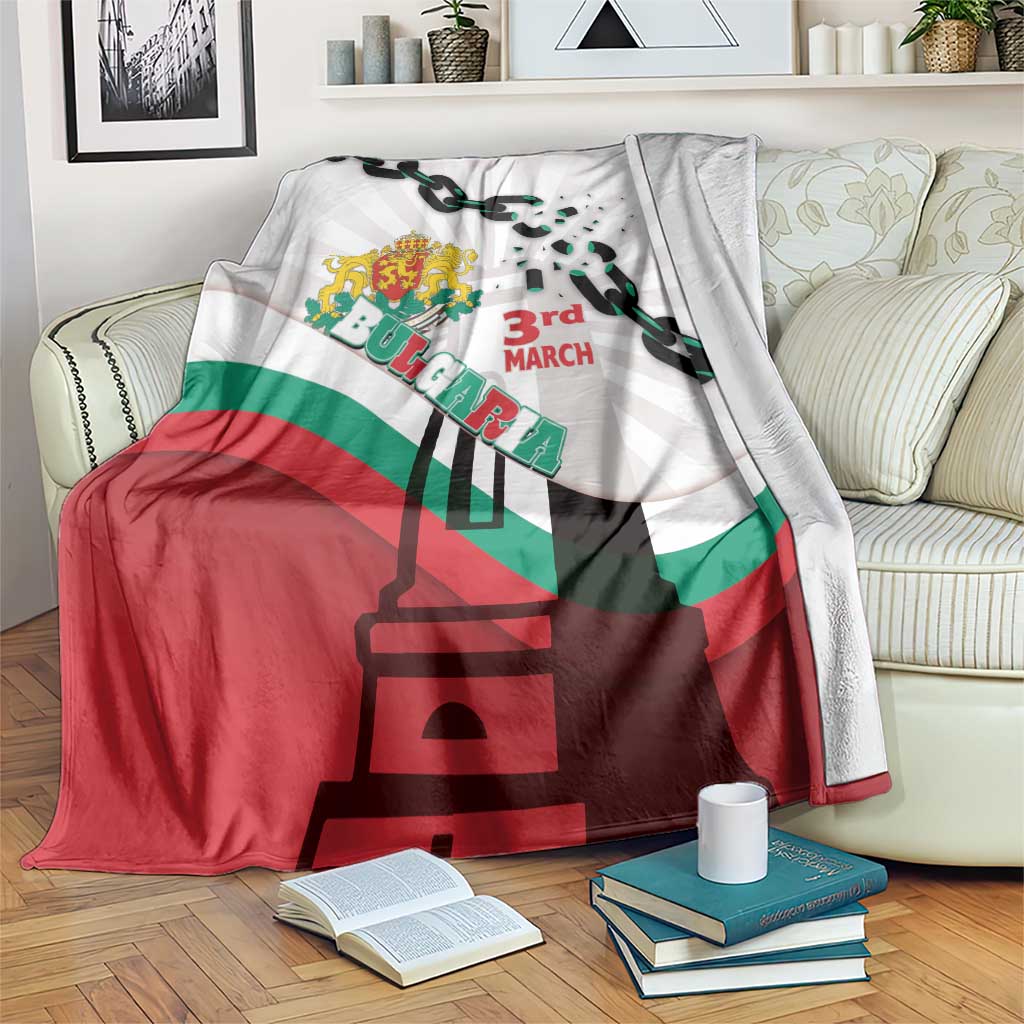 Bulgaria Liberation Day Blanket Happy 3rd March Shipka Monument Curve Flag
