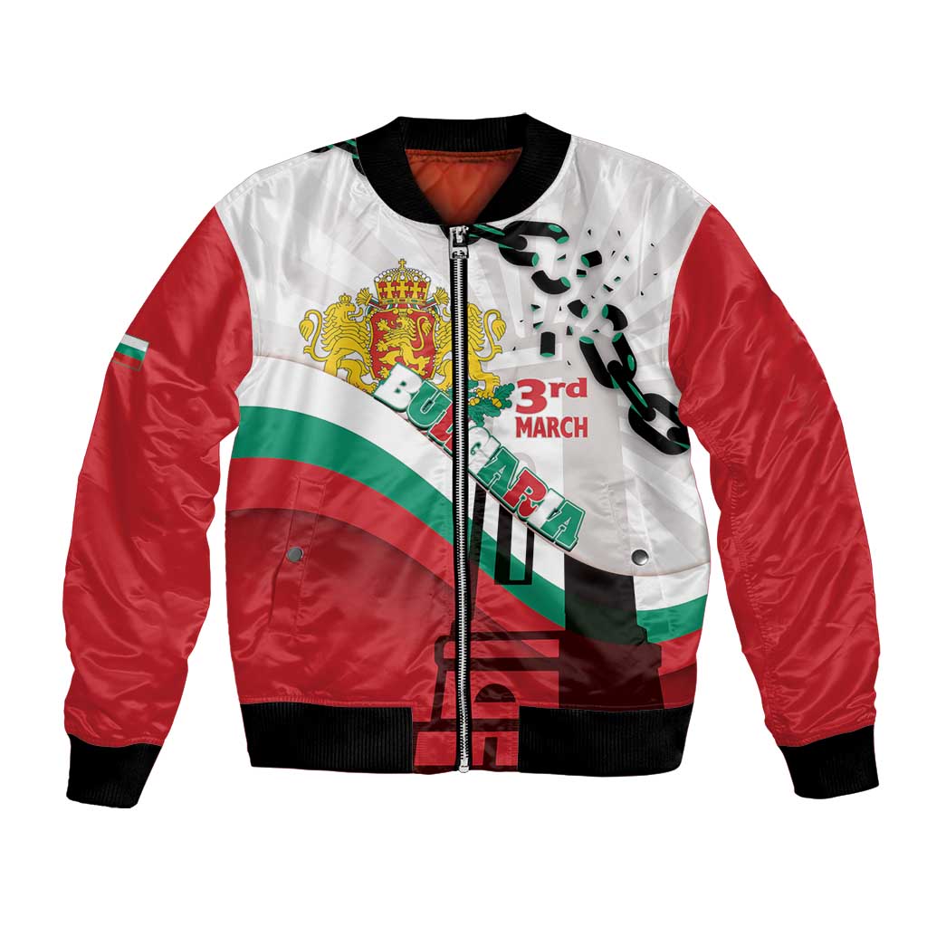 Personalized Bulgaria Liberation Day Bomber Jacket Happy 3rd March Shipka Monument Curve Flag