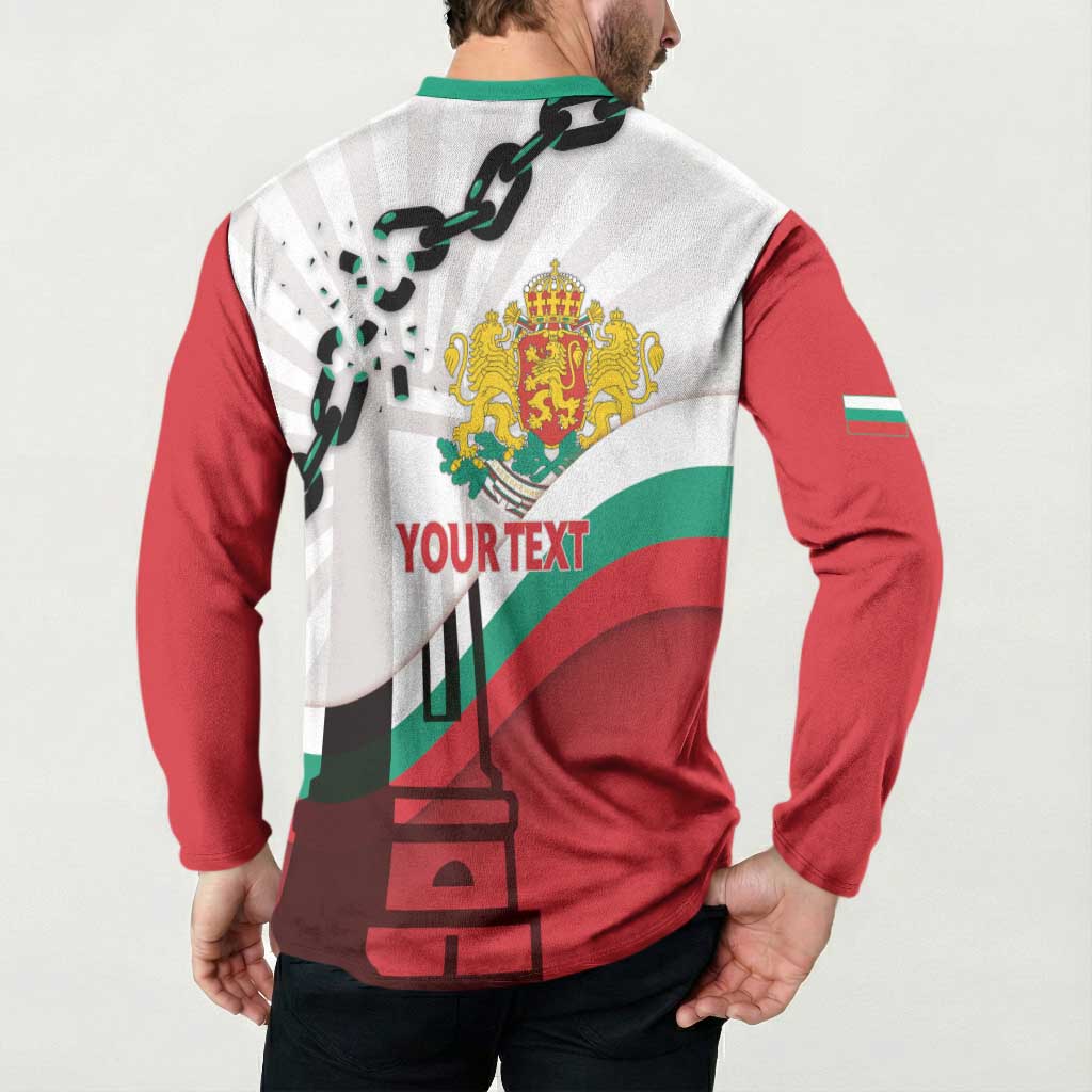 Personalized Bulgaria Liberation Day Button Sweatshirt Happy 3rd March Shipka Monument Curve Flag