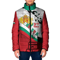 Personalized Bulgaria Liberation Day Padded Jacket Happy 3rd March Shipka Monument Curve Flag