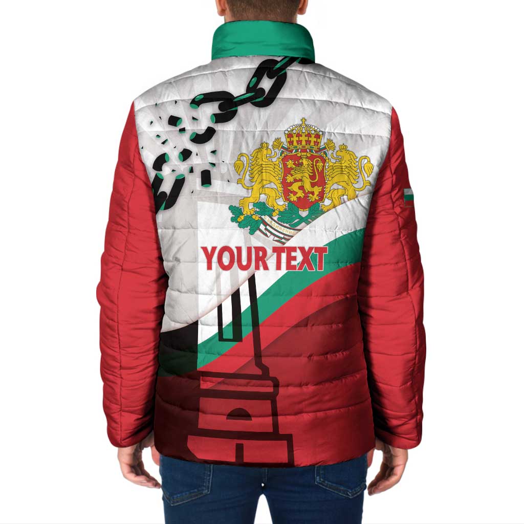 Personalized Bulgaria Liberation Day Padded Jacket Happy 3rd March Shipka Monument Curve Flag
