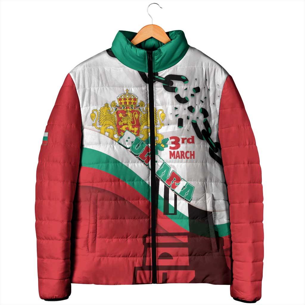 Personalized Bulgaria Liberation Day Padded Jacket Happy 3rd March Shipka Monument Curve Flag