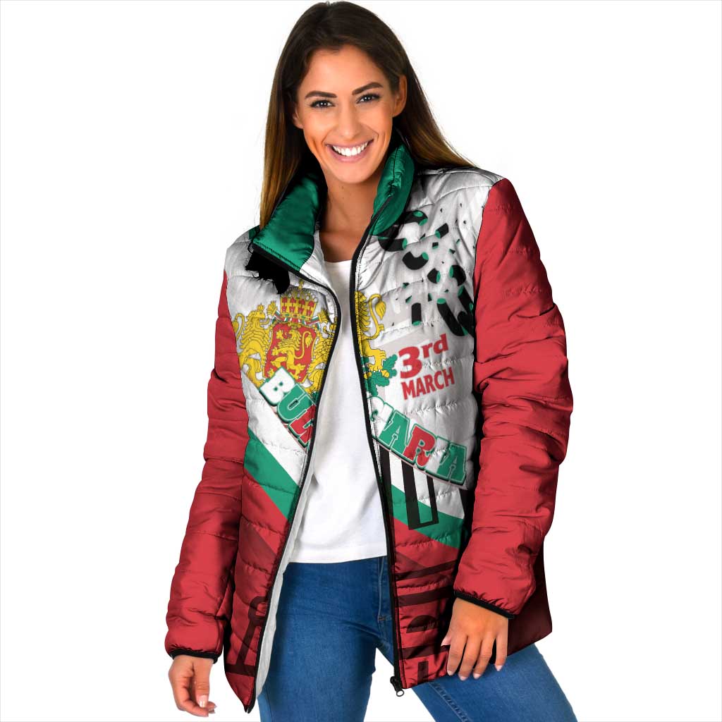 Personalized Bulgaria Liberation Day Padded Jacket Happy 3rd March Shipka Monument Curve Flag