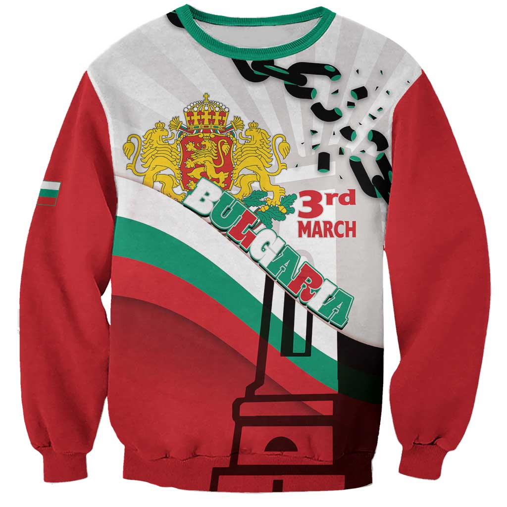 Personalized Bulgaria Liberation Day Sweatshirt Happy 3rd March Shipka Monument Curve Flag