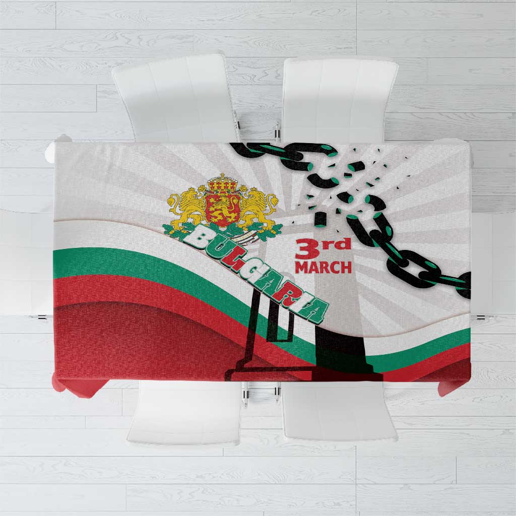Bulgaria Liberation Day Tablecloth Happy 3rd March Shipka Monument Curve Flag