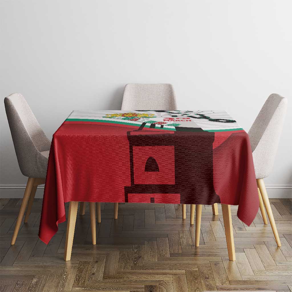 Bulgaria Liberation Day Tablecloth Happy 3rd March Shipka Monument Curve Flag