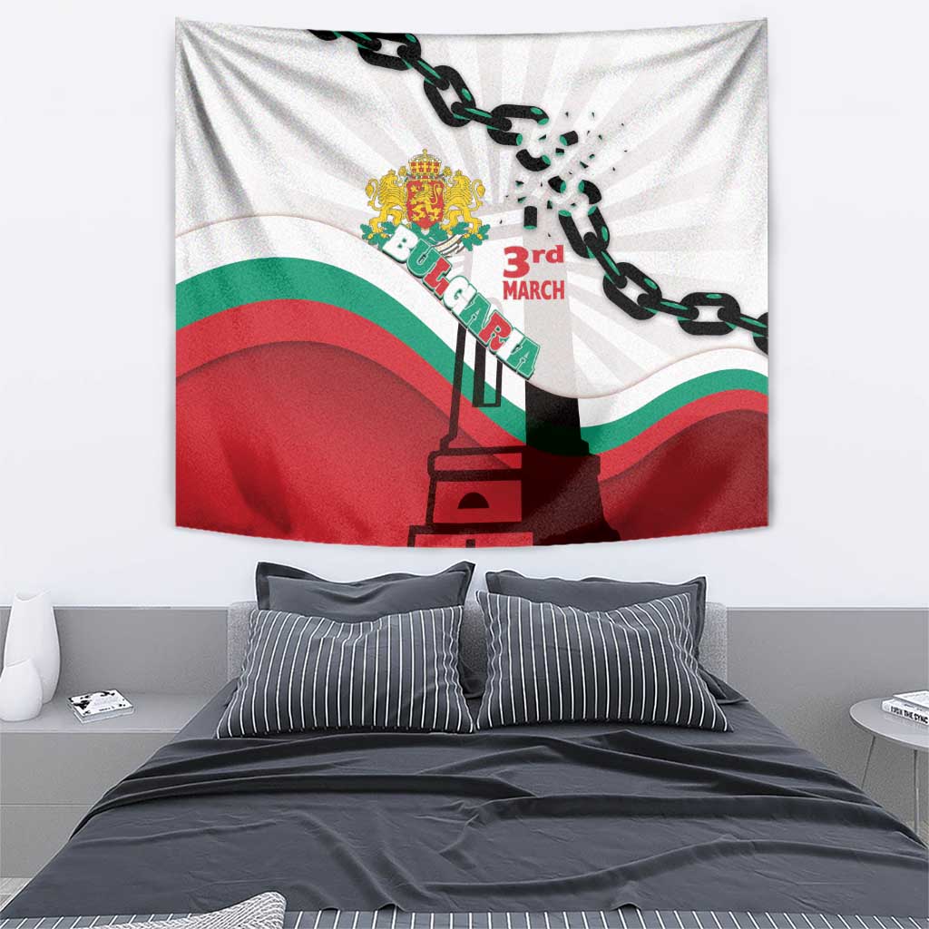 Bulgaria Liberation Day Tapestry Happy 3rd March Shipka Monument Curve Flag