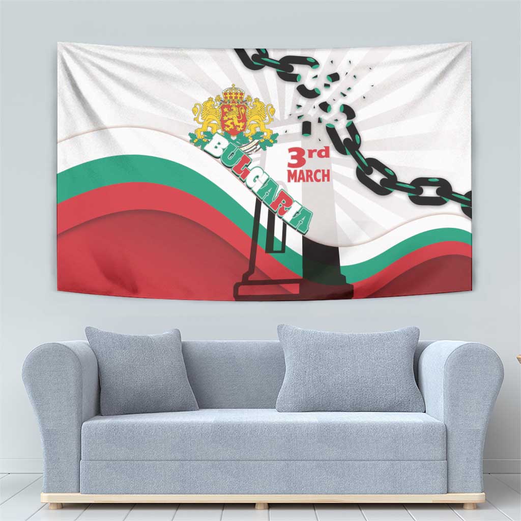 Bulgaria Liberation Day Tapestry Happy 3rd March Shipka Monument Curve Flag