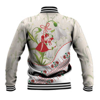 Baba Marta Bulgaria Baseball Jacket Martenitsa Snowdrop Shevitsa Folk Pattern