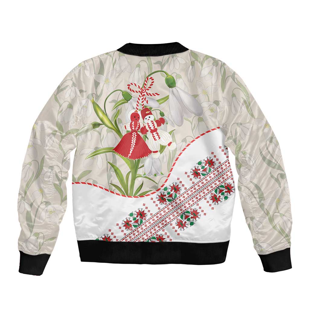 Baba Marta Bulgaria Bomber Jacket Martenitsa Snowdrop Shevitsa Folk Pattern