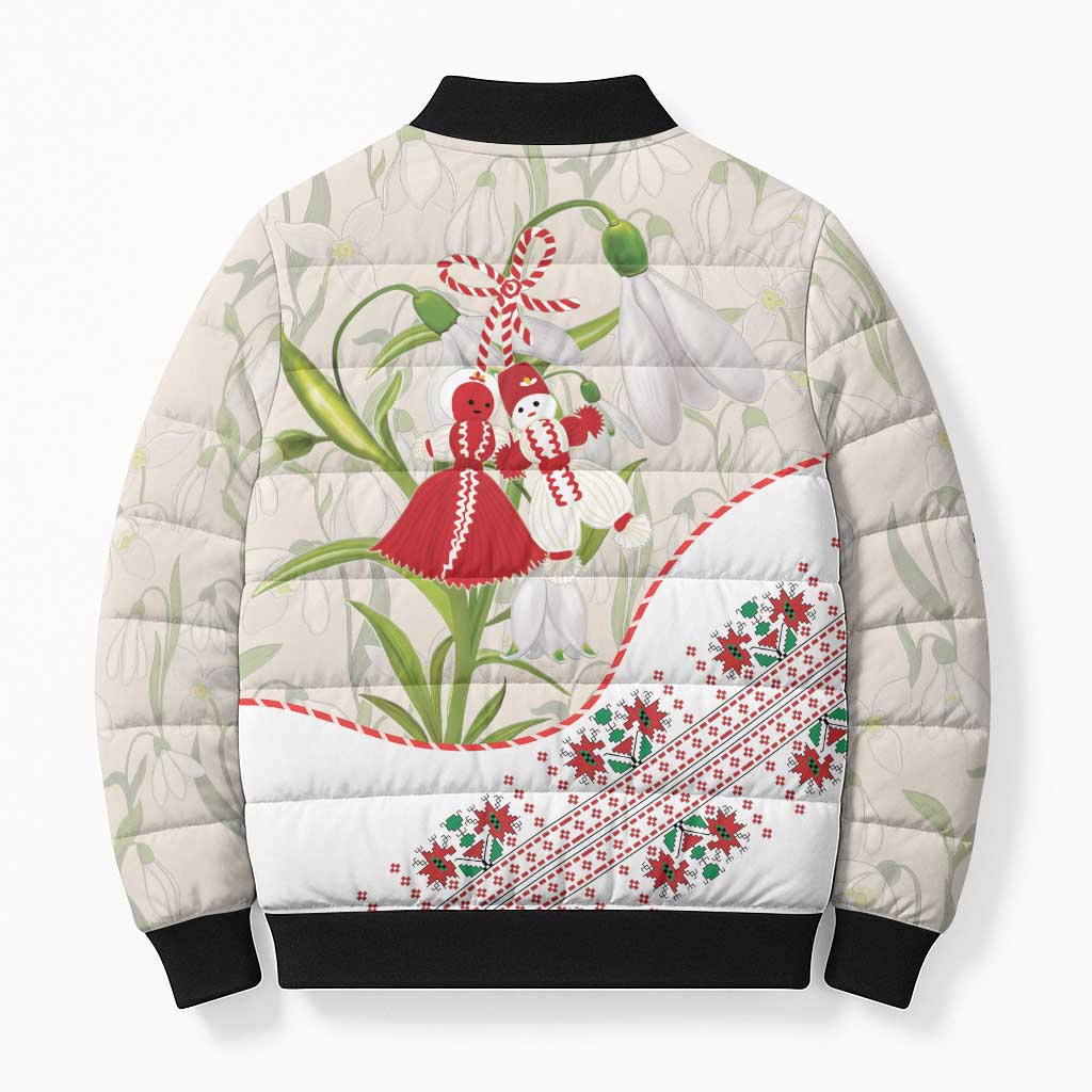Baba Marta Bulgaria Bomber Puffer Jacket Martenitsa Snowdrop Shevitsa Folk Pattern